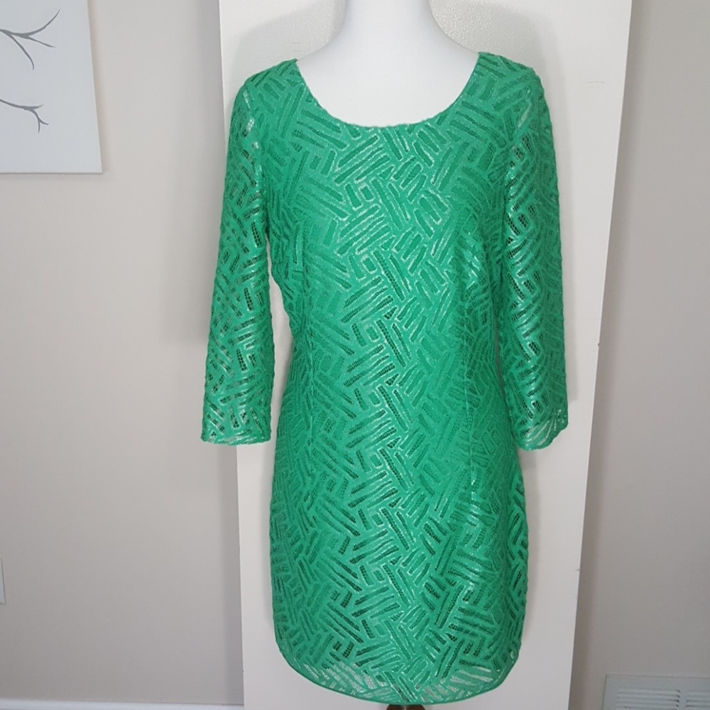 Lilly Pulitzer Green Lace Long Sleeve Shift Dress